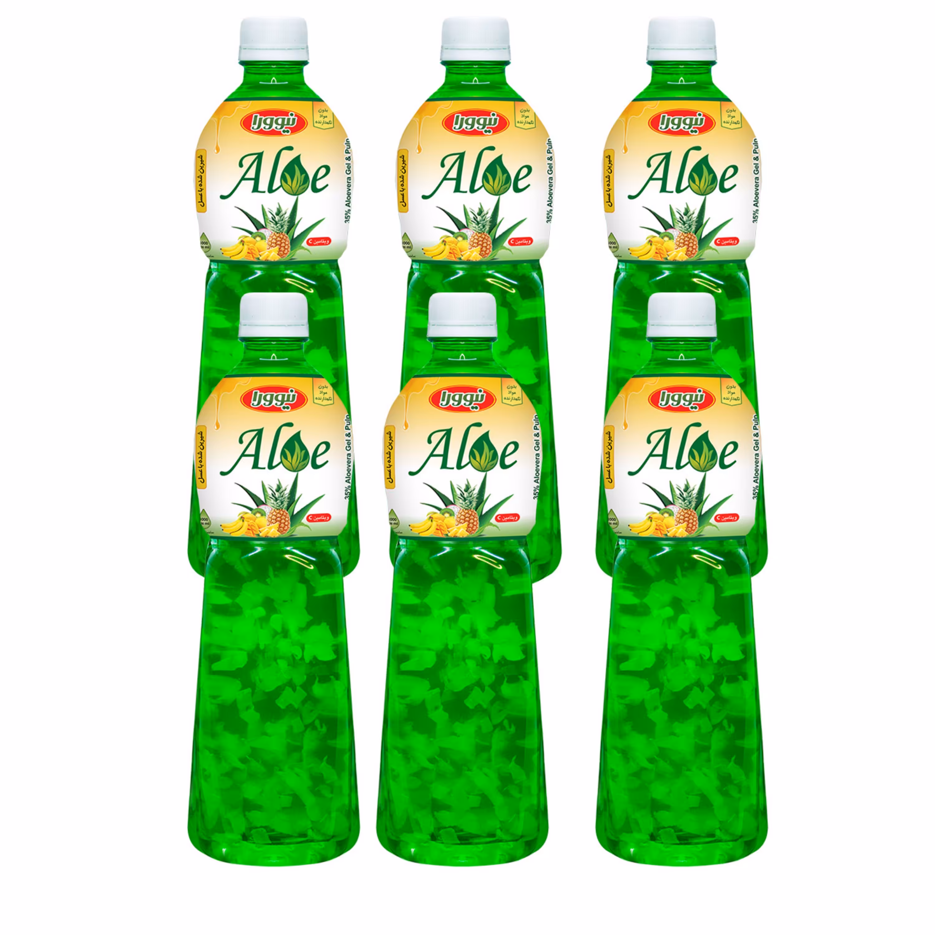 نوشیدنی آلوئه ورا با طعم میوه های استوایی نیوورا  1000 میلی لیتر بسته 6 عددی