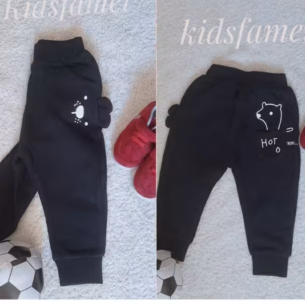 اسلش (شلوار) کش باف پسرانه و دخترانه ،طرحدار،مشکی 