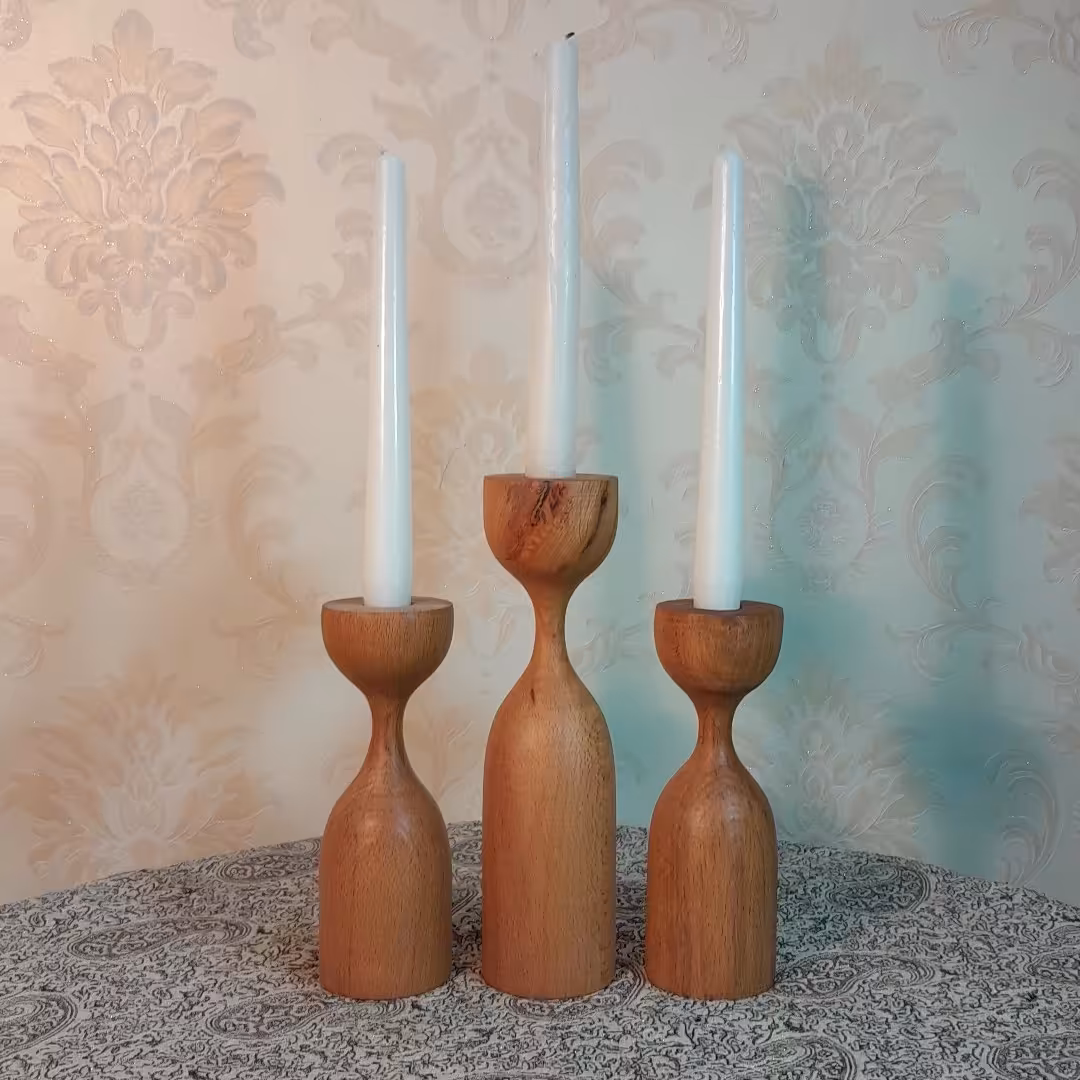 شمعدان دکوری سه عددی مدل طناز یک 20سانتی و دو 15سانتی
