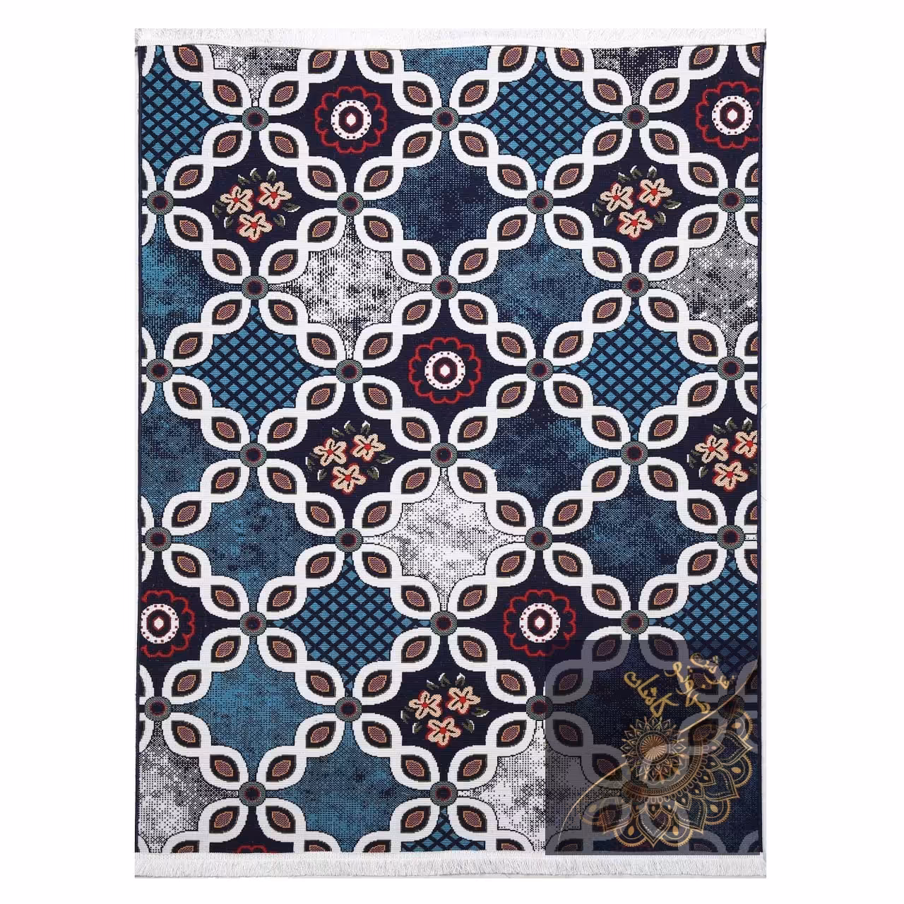 گلیم ماشینی  طرح ملودی سرمه ای( 1 در  1.5 ) یک و نیم متری 6رنگ وزن 2کیلوگرم (پس کرایه)