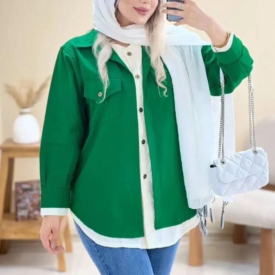 شومیز مانتویی دو رنگ شومیز طرح دو تکه شومیز زنانه شومیز مانتویی دخترانه 