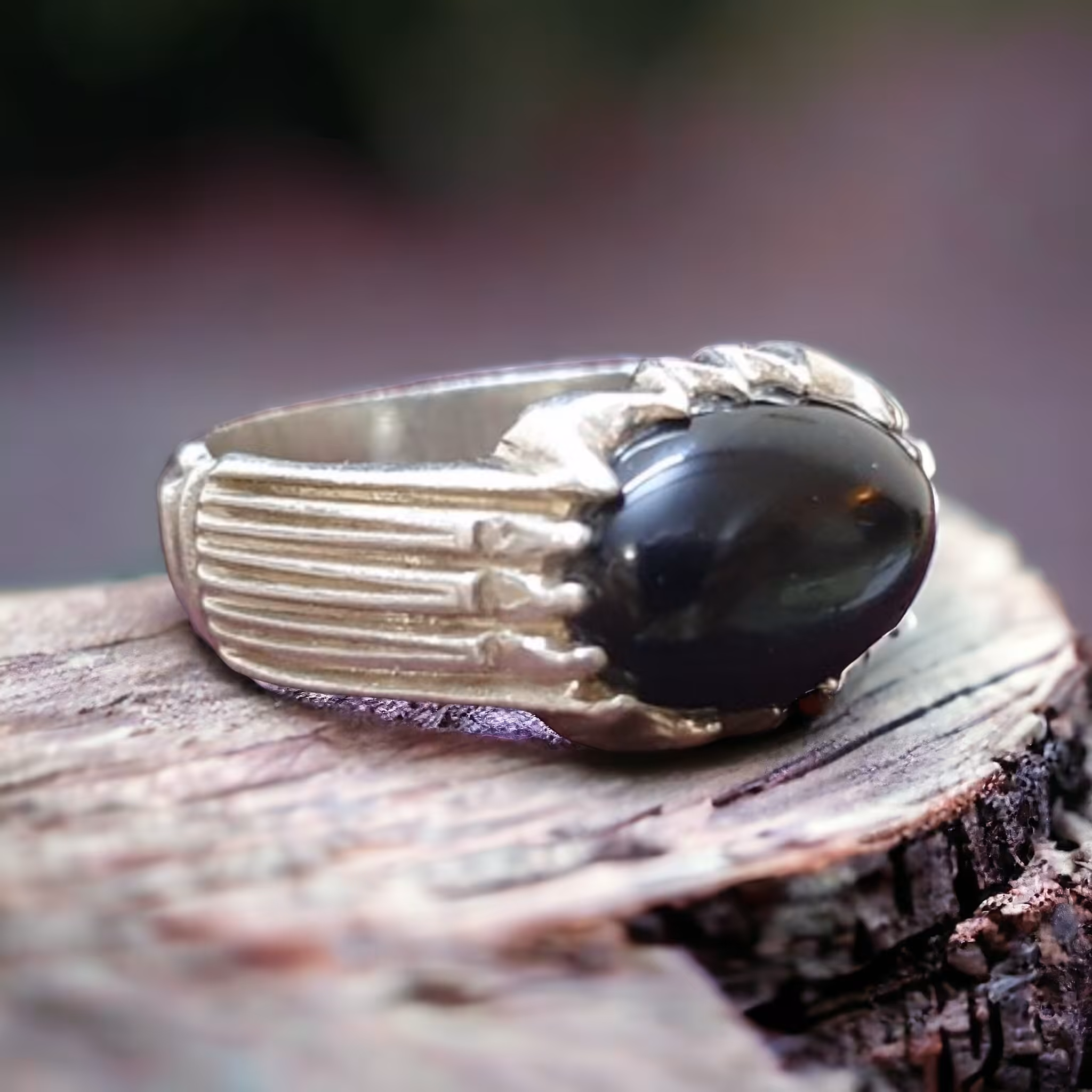 انگشتر جزع مشکی صدرصد یمنی کد 4