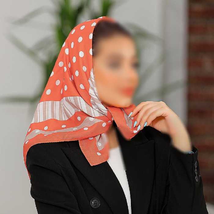 مینی اسکارف (باندانا) طیف نارنجی سفید طرح  توپ توپی ارسال رایگان 