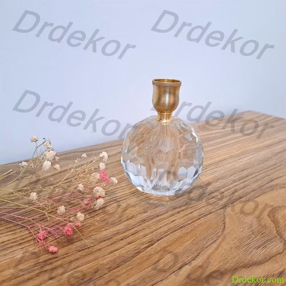 جاشمعی یا شمعدان کریستالی برنجی سایز بزرگ