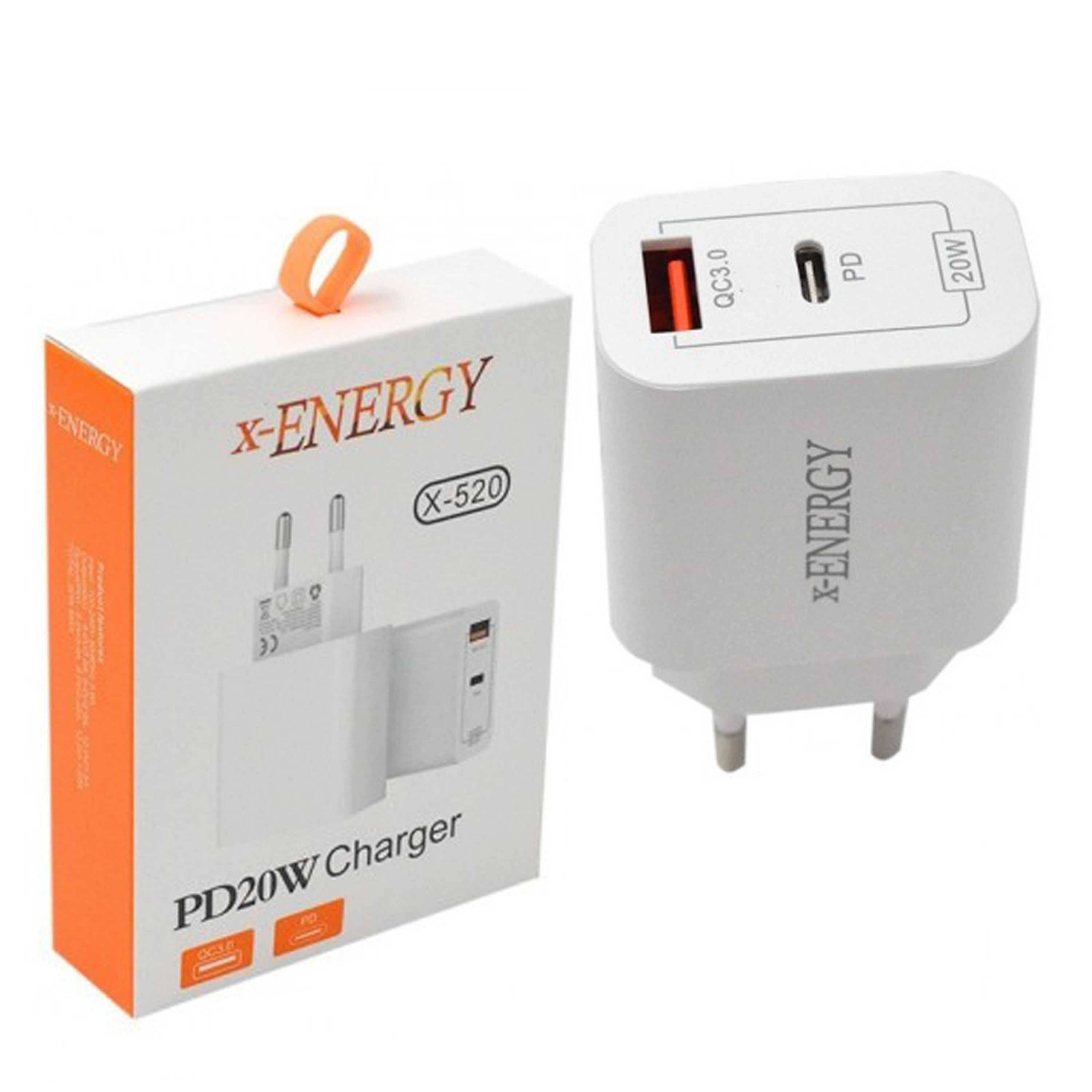شارژر دیواری (کلگی فست شارژ ) ایکس انرژی X-520 2Port 3A QC3 PD 20W(با گارانتی)