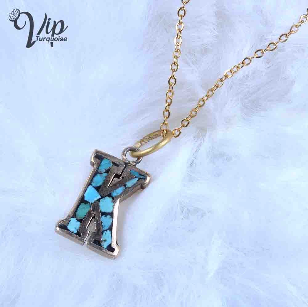 گردنبند فیروزه کوب حروف انگلیسی حرف K کد 1297