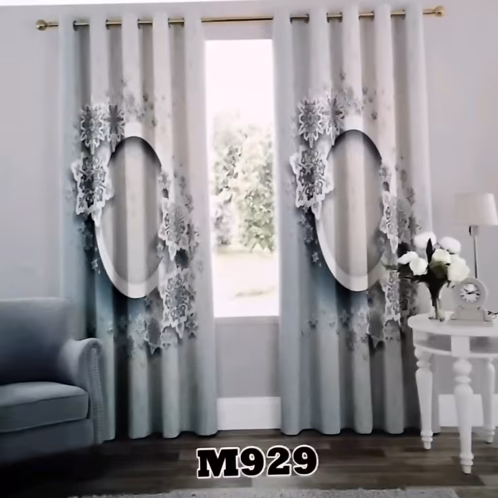 پرده چاپی پانچ  دو قواره  طرح گل   کد  m929 (پس کرایه)