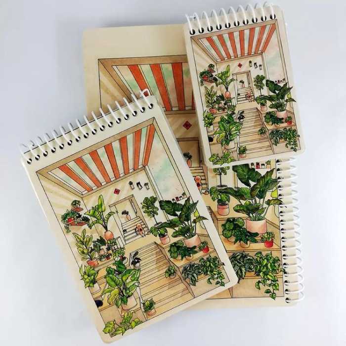 ست سه عددی دفترچه طراحی کرافت طرح گلخونه