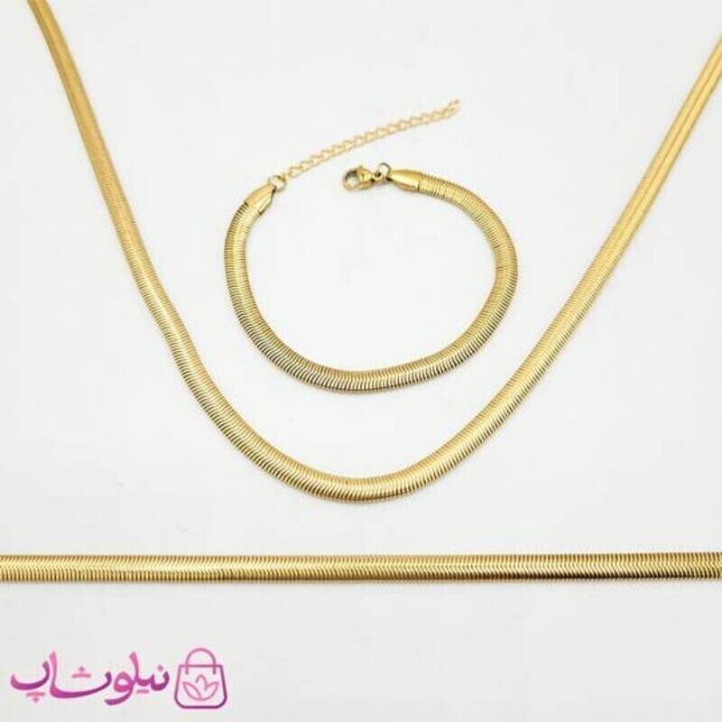 زنجیر هرینگبون نرم طلایی ضخامت 5 میل - گردنبند