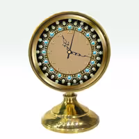ساعت رومیزی استیل طلایی تک پایه با قطر 11 سانت