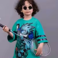 تیشرت لش بچگانه طرح انیمه جنس پنبه درجه 1 سایز 50 55 رنگ سبز