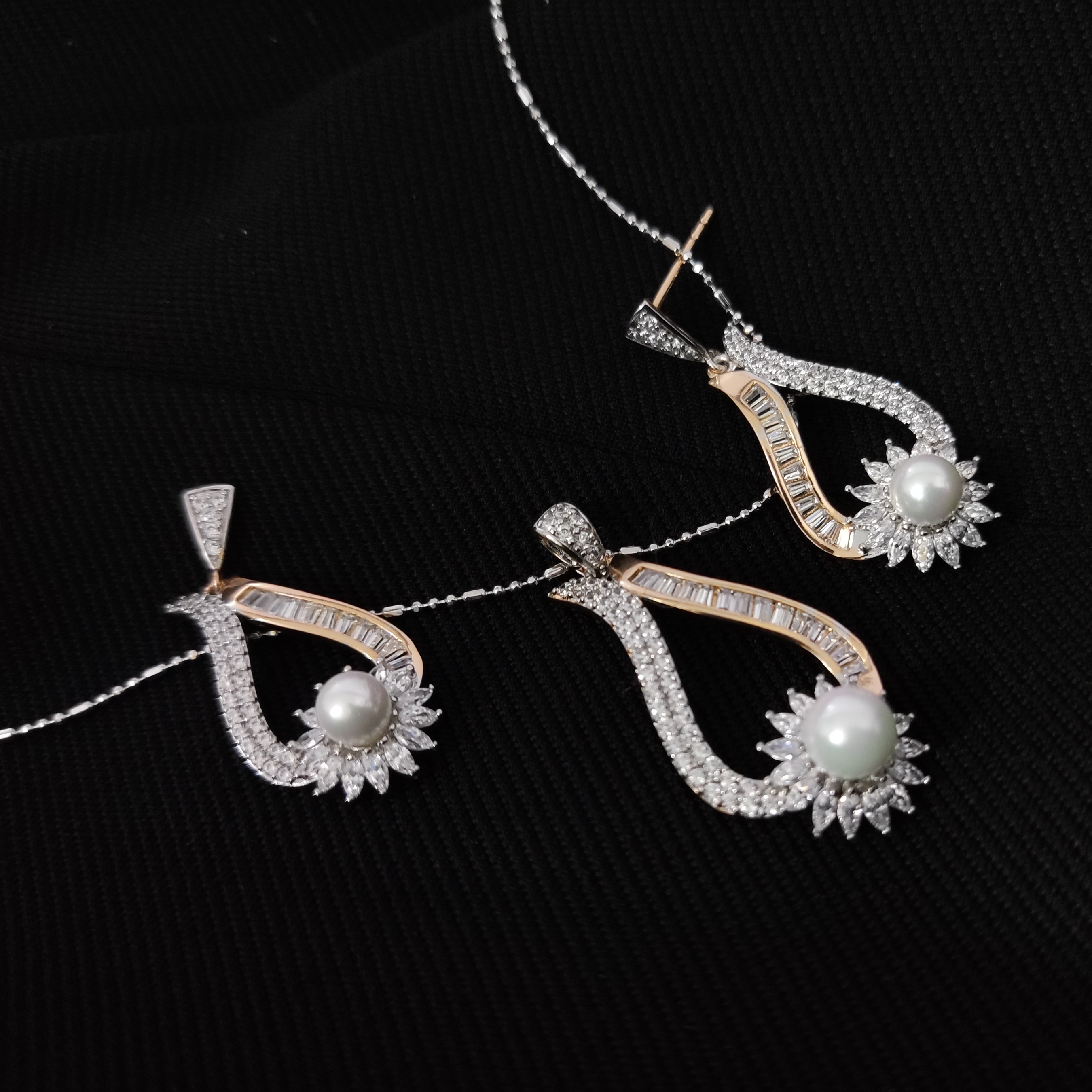 نیم ست ژوپینگ طرح نقره نگین باگت