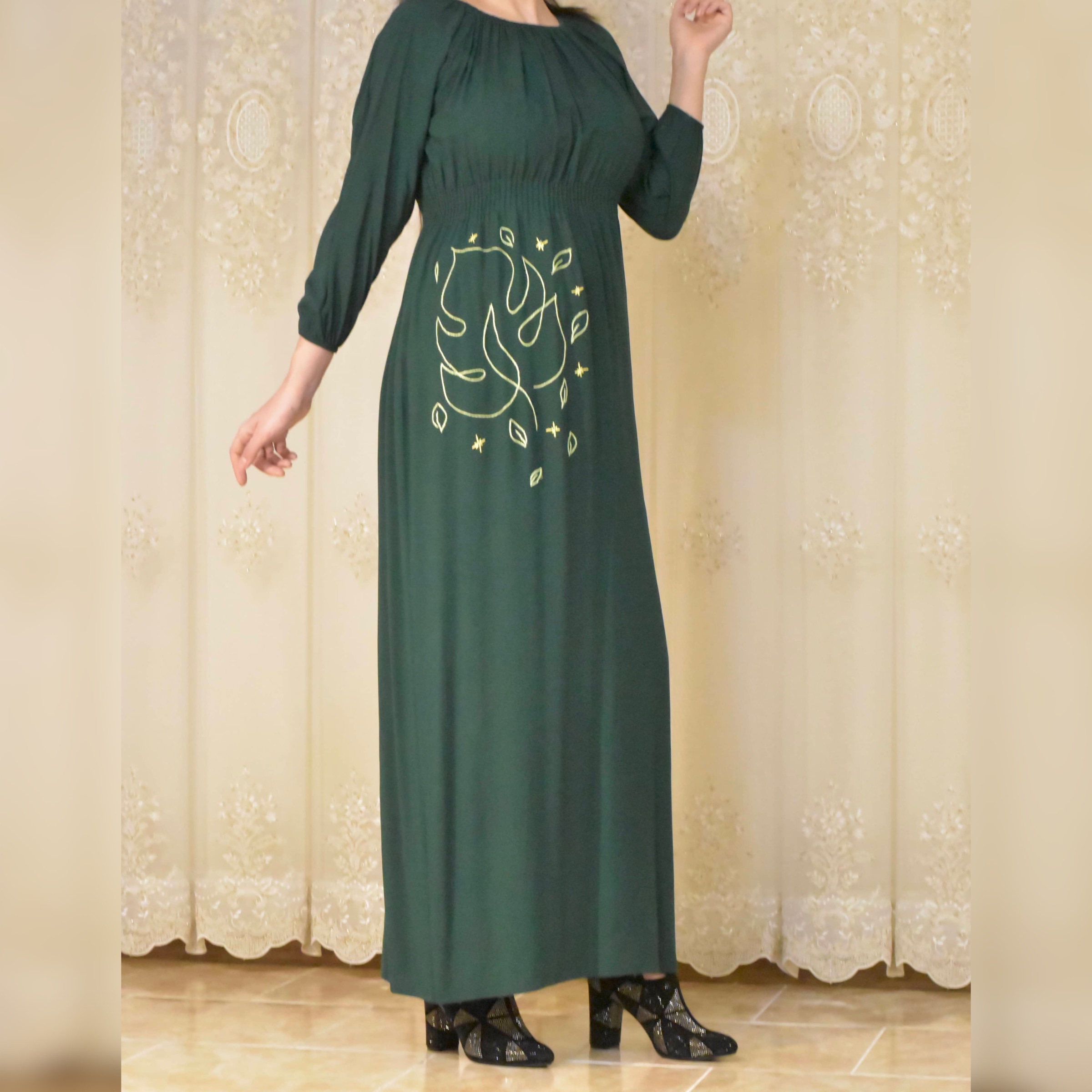 پیراهن ساحلی گلدوزی سبز