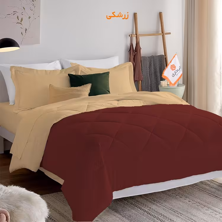 سرویس روتختی چیداری مدل دورو دو نفره رنگ زرشکی و کرم