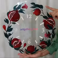 ساعت طرح انار ویترای-ساعت دستسازویترای-ساعت طرح برجسته-ساعت کادویی-ساعت سفارشی