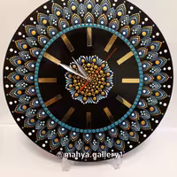 ساعت دیواری دستساز تکنیک دات ماندالا قطر 40 سانتیمتر