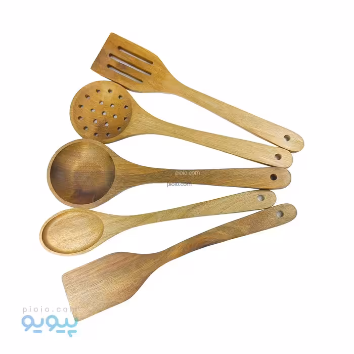 ست کفگیر ملاقه 5 تایی چوب گردو عمده و کارتنی