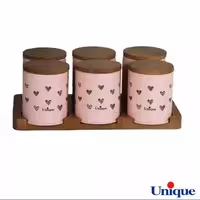 ست ادویه یونیک 6 تایی درب بامبو با پایه بامبو UN-8099