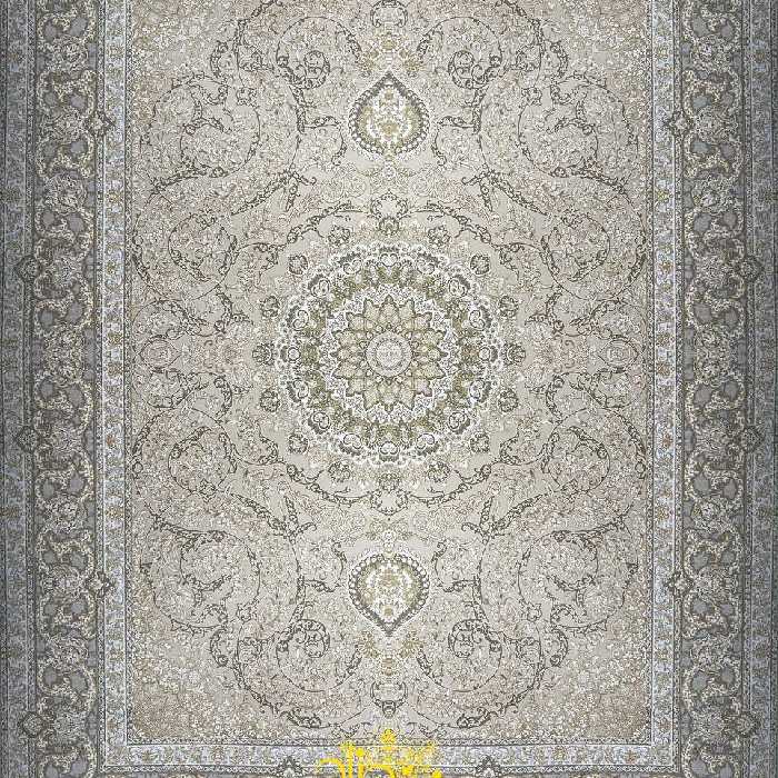 فرش 1200شانه برجسته تراکم 3600 طرح شمیم کرم