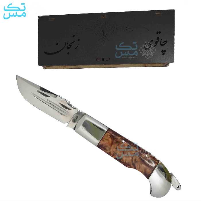 چاقوی دنده ای دسته رزین اپوکسی خدایی(تنوع رنگی) به همراه جعبه هدیه 049