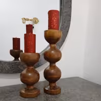 شمعدانی چوبی خراطی