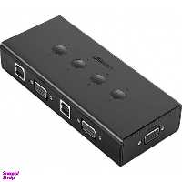 کی وی ام سوییچ 4 پورت VGA با پورت USB همراه کابل یوگرین مدل CM154