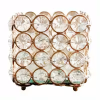 شمعدان کریستال فانتزی مکعبی رنگ طلایی ونقره ای 