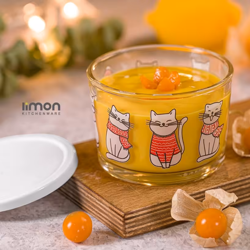 ظرف شیشه ای درب دار 190 میلی لیتر چاپ دار