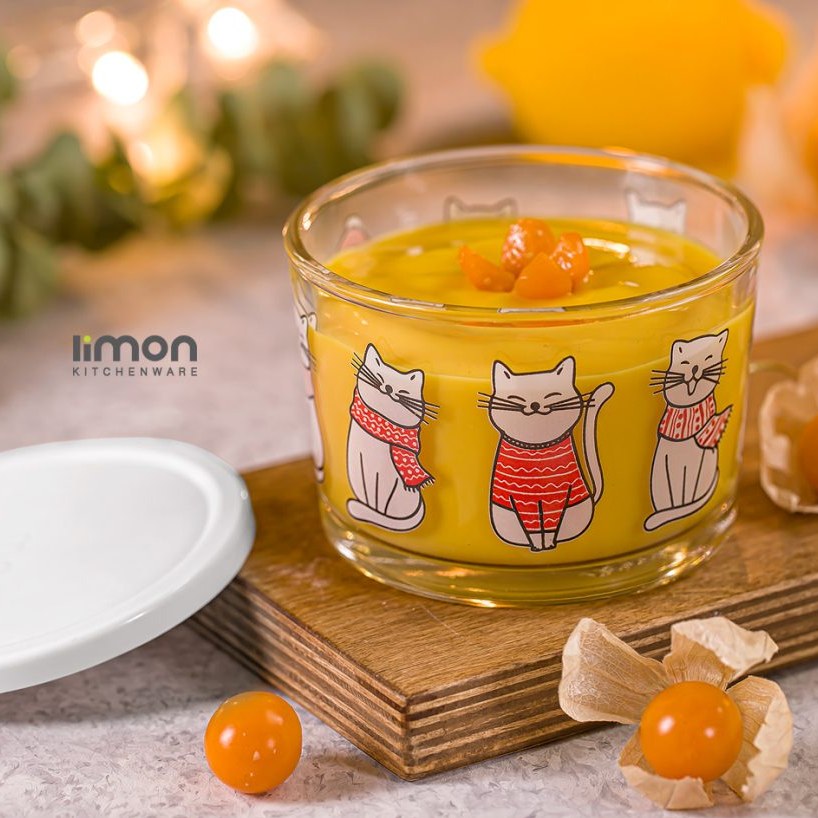 ظرف شیشه ای درب دار 190 میلی لیتر چاپ دار