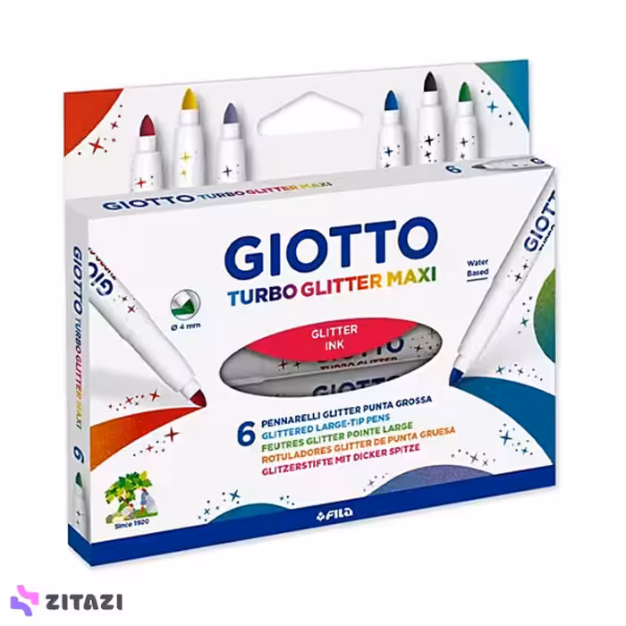 ماژیک اکریلیک 6 رنگ جیوتو Giotto مدل TURBO GLITTER MAXI