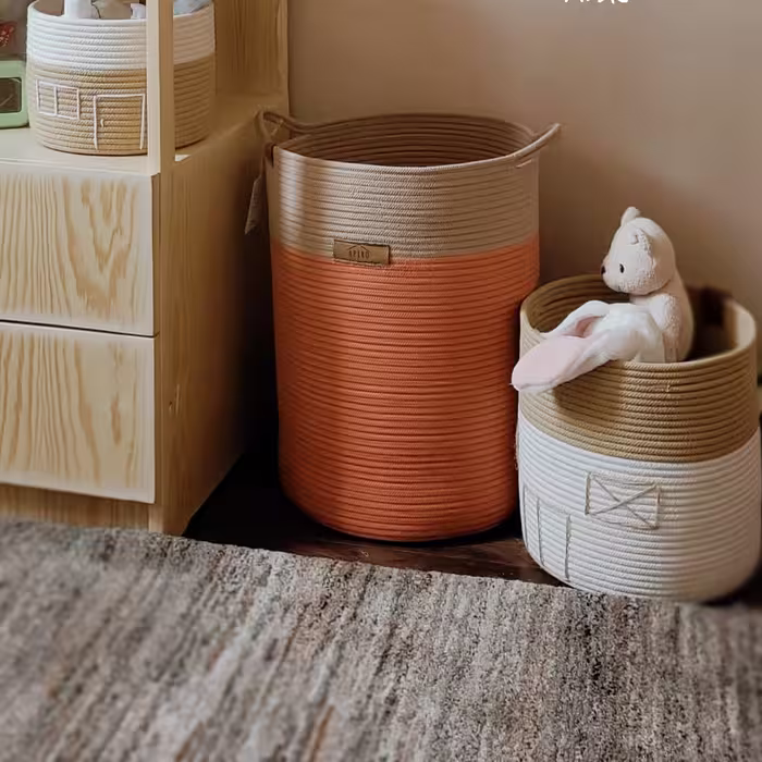 سبد قیطانی، سبد لاندری بدون درب  ، سبد لباس چرک،سبد اسباب بازی و نظم دهنده اتاق کودک آپیرو 