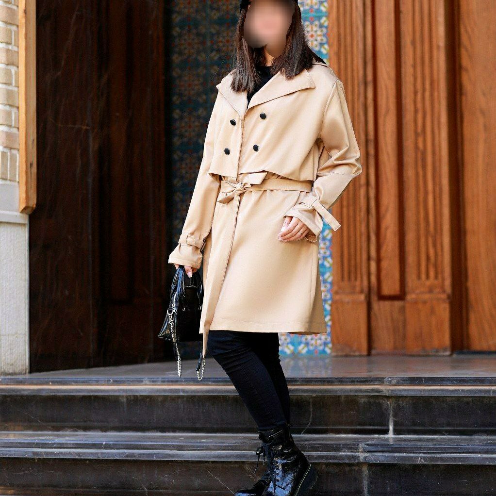 حراج مانتو اسپرت دانشجویی اداری کارمندی زنانه کجراه پاییزه کمربند دار
