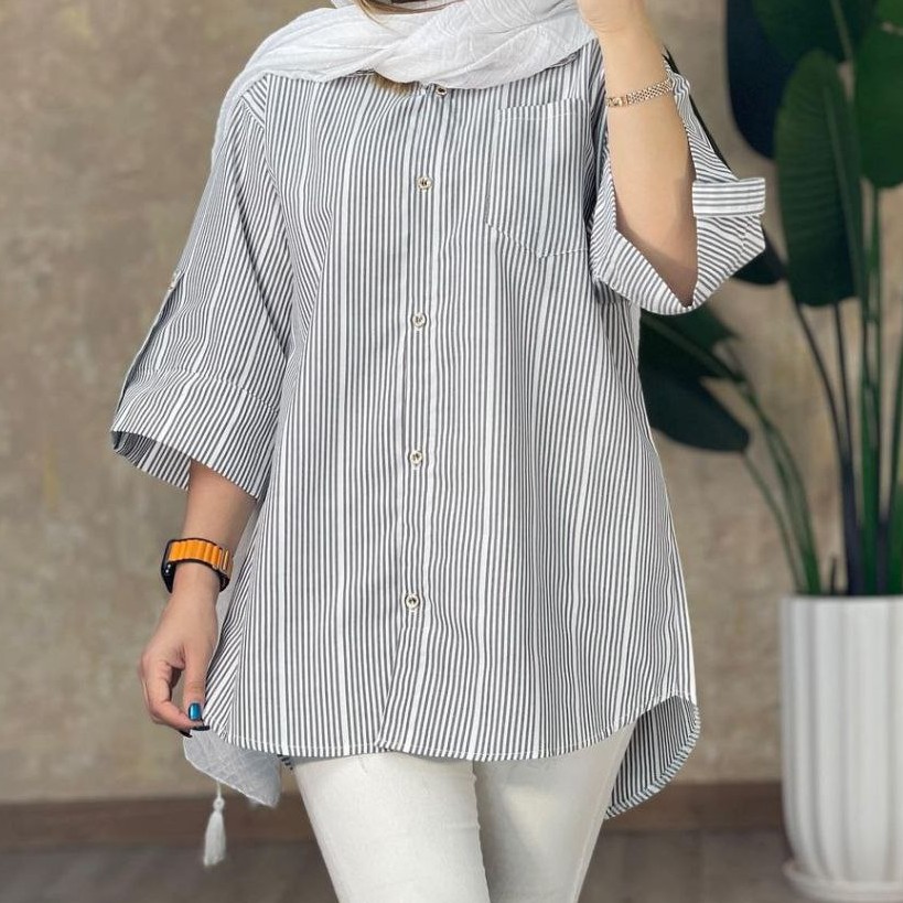 شومیز مانتویی زنانه لنین نخ بسیار پر فروش