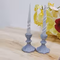 2عدد شمعدان 9 سانت طرح سنگی خاکستری