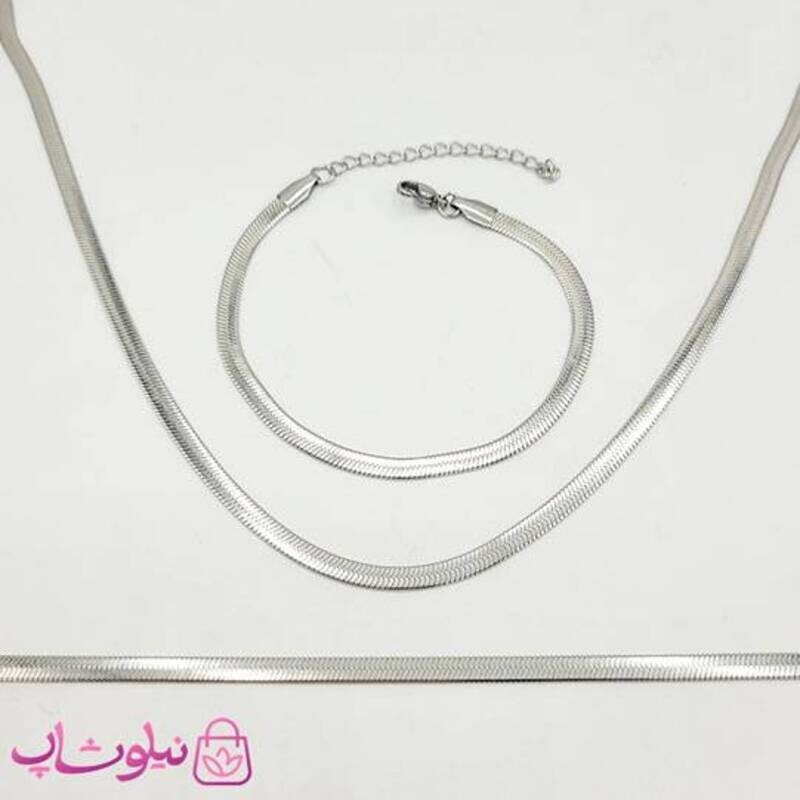 زنجیر هرینگبون تخت سیلور ضخامت 4 میل - گردنبند