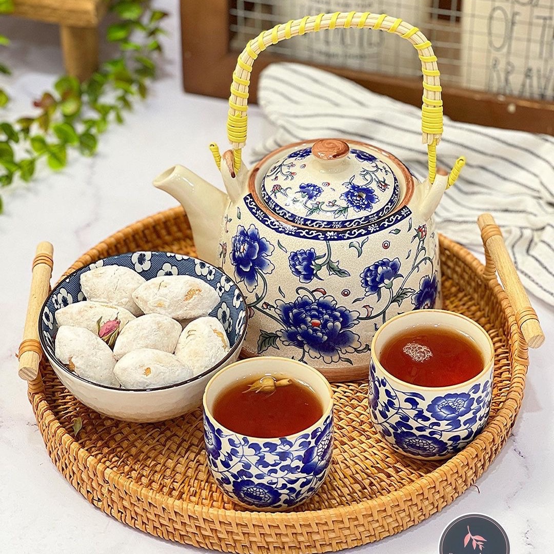 قوری سرامیکی طرح قلم آبی