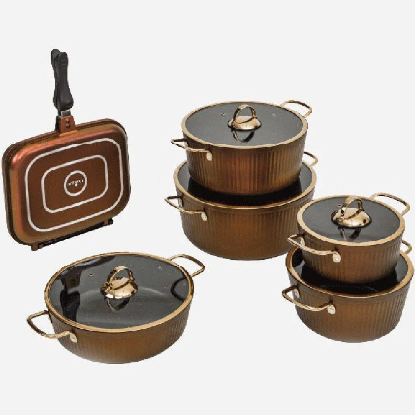 سرویس قابلمه 12 پارچه یونیک هفت رنگ مدل فلورانس درب فلت کد un-8414