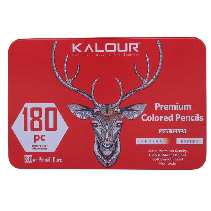 مداد رنگی 180 رنگ جعبه فلزی طرح گوزن کالور KALOUR