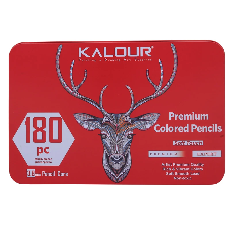 مداد رنگی 180 رنگ جعبه فلزی طرح گوزن کالور KALOUR