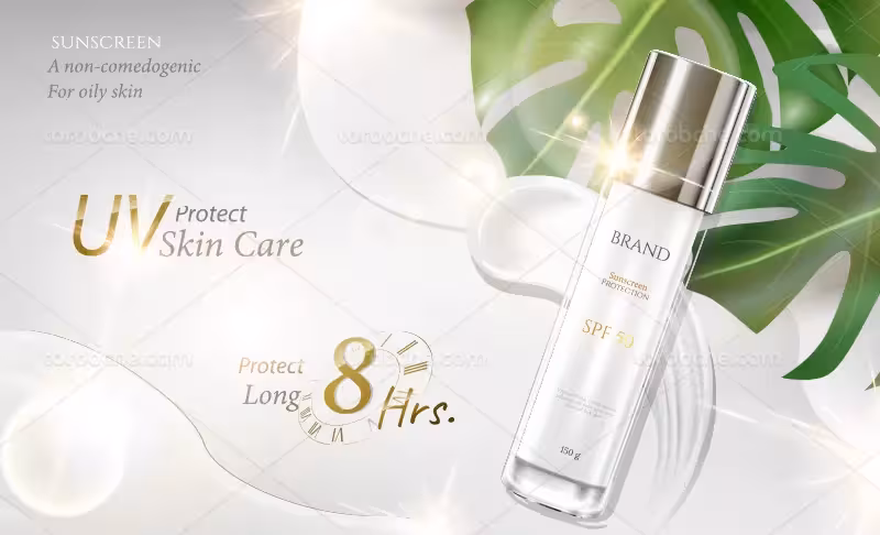 وکتور تبلیغاتی کرم ضد آفتاب سفید | گرافیک با طعم تربچه