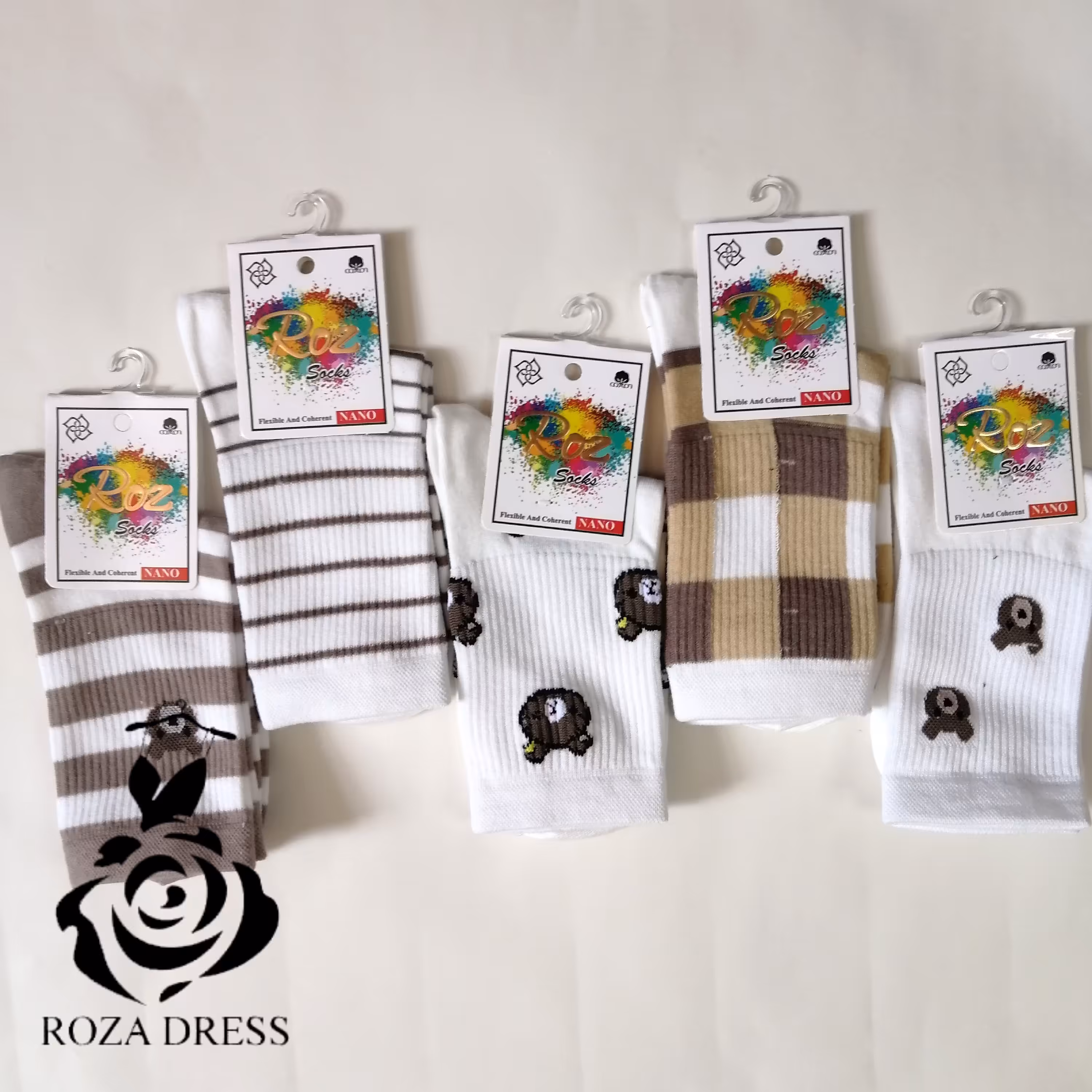 جوراب ساق بلند نخ پنبه با طرحهای کیوت