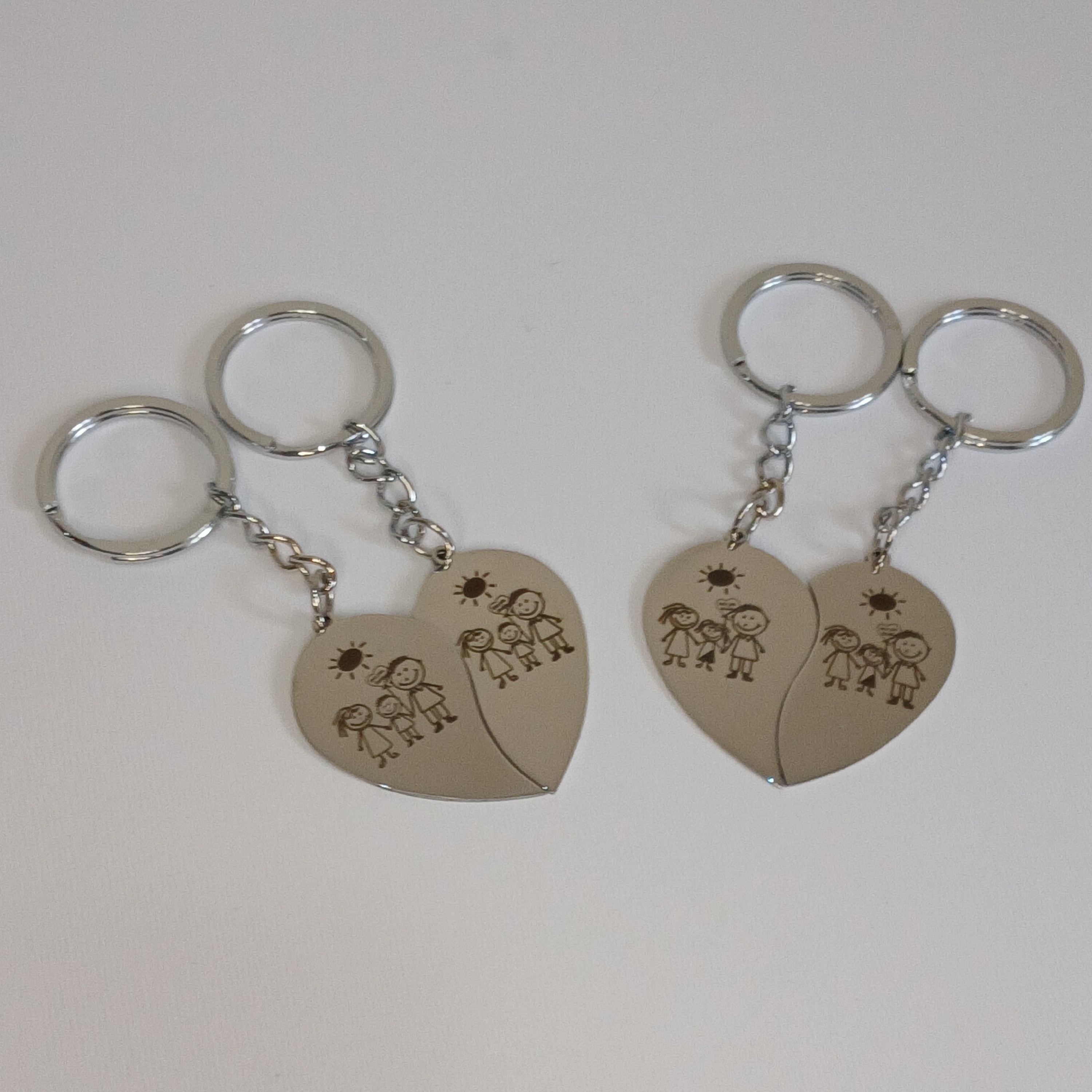 جاکلیدی قلب دو تیکه خانواده استیل نقره ای شیک و ترند مناسب ست پسندا خرید مستقیم از کارگاه