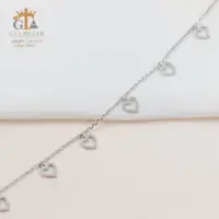 پابند نقره طرح قلب توخالی عیار 925 کد 24029