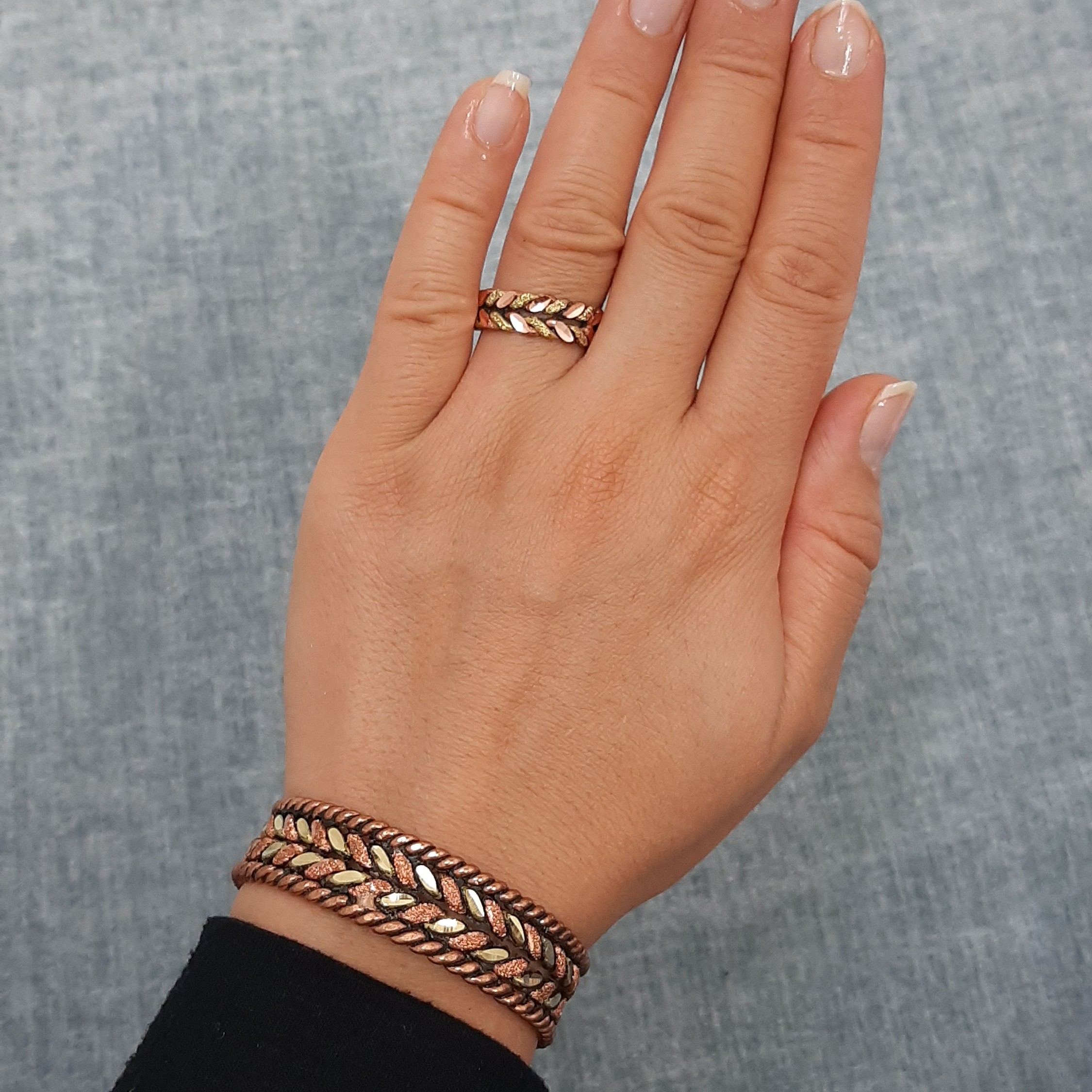 ست دستبند انگشتر النگویی پهن مسی برند پرنسا ارسال رایگان