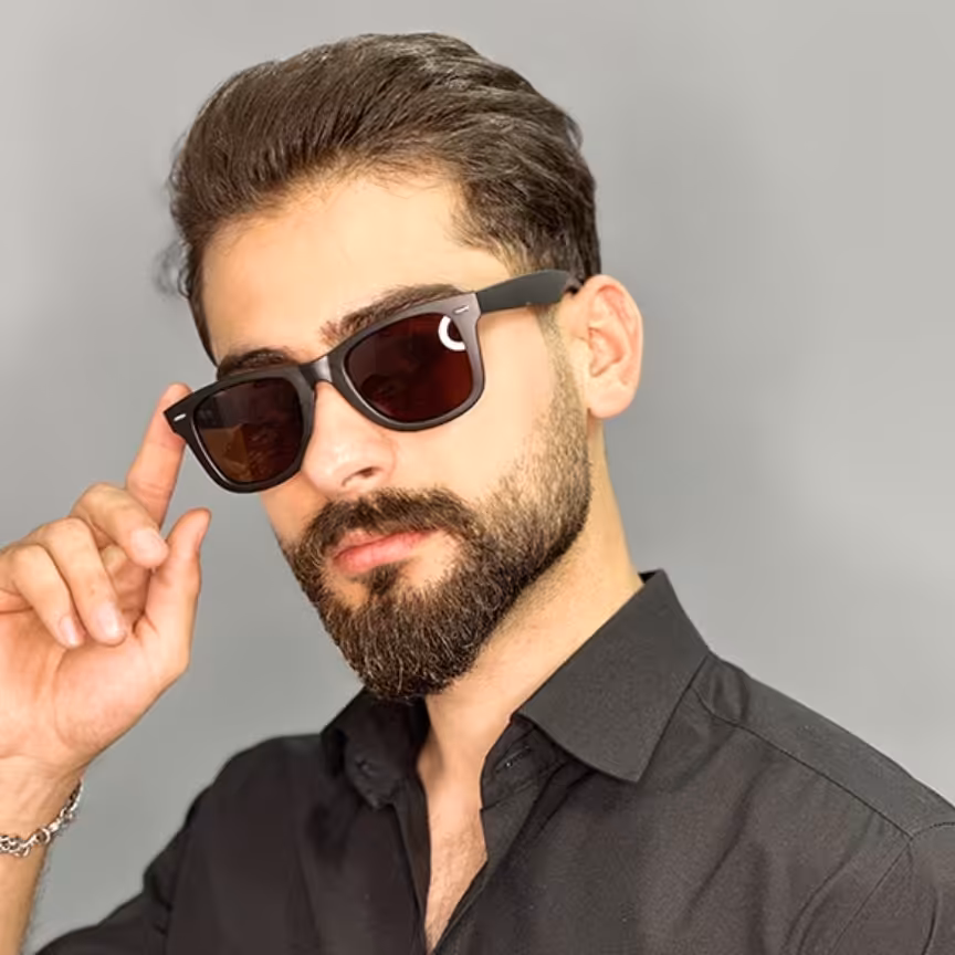 عینک آفتابی مردانه اورجینال قهوه ای ری بن یووی400

