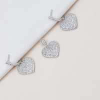 نیمست نقره قلب سفید و پرنگین با روکش طلا سفید کد 1648