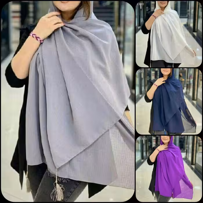 شال  رنگی ساده شیک جذاب بی نظیر منگوله دار ابعاد  ابعاد 