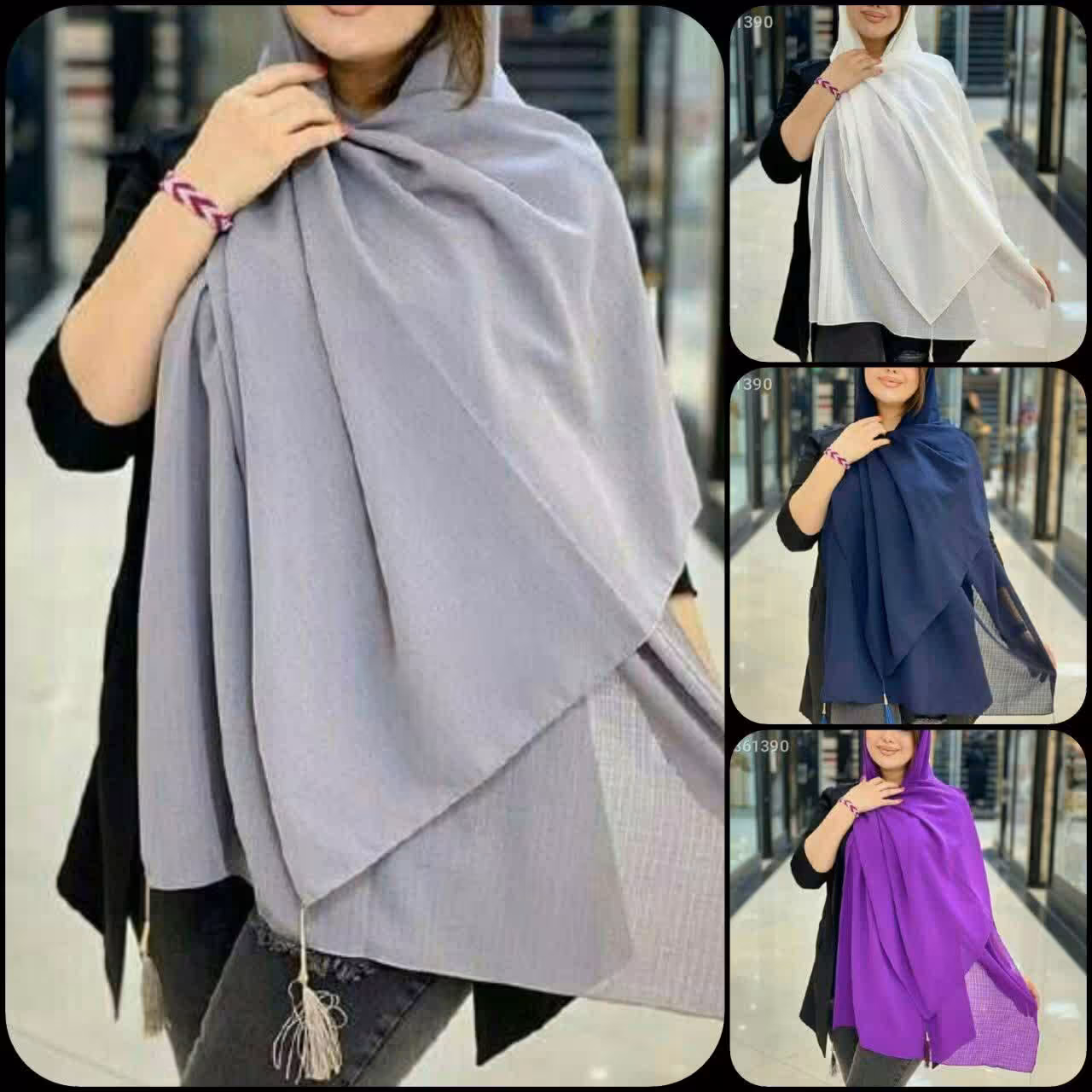 شال  رنگی ساده شیک جذاب بی نظیر منگوله دار ابعاد  ابعاد 