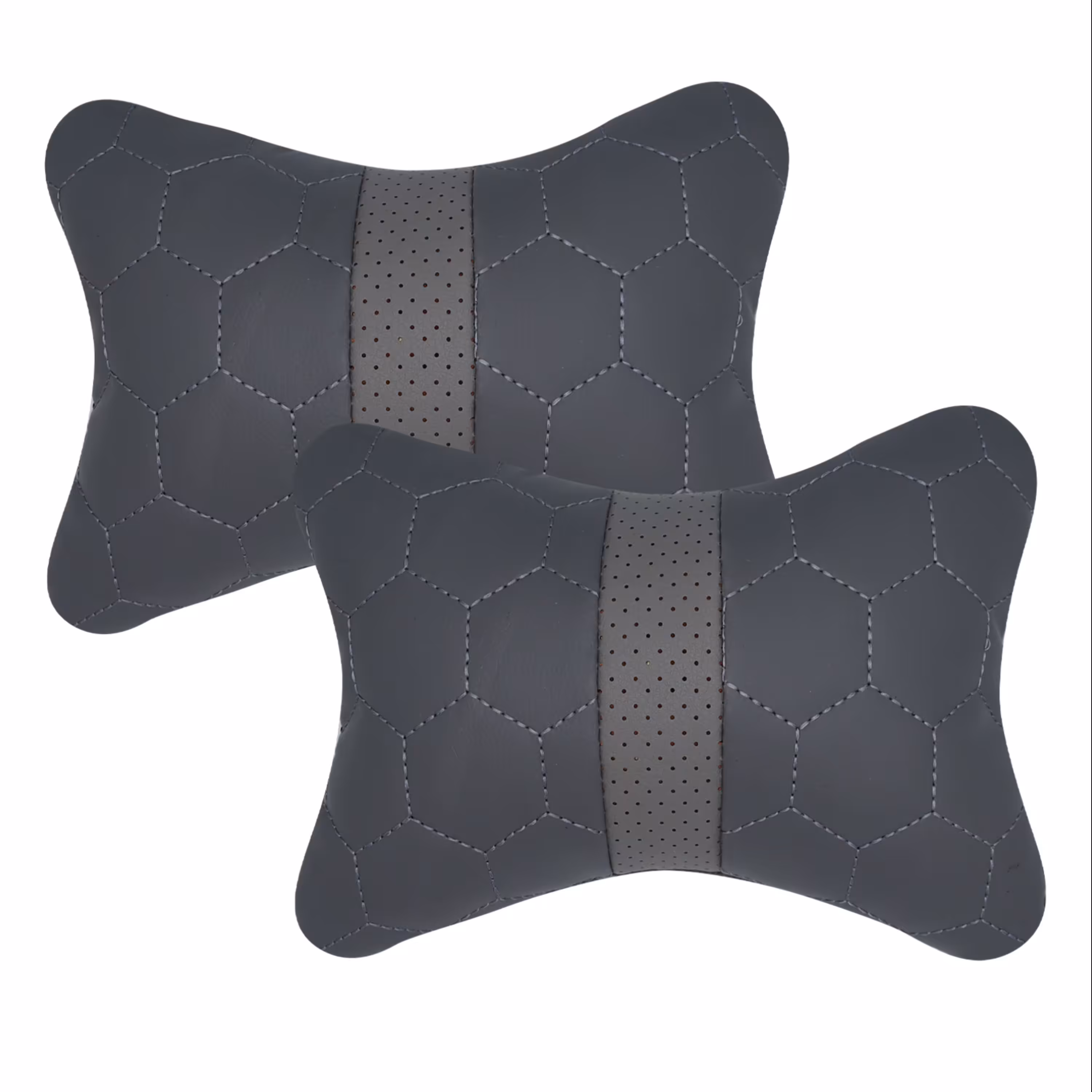 پشت گردنی چرم سوشیانت گلدوزی 6 ضلعی طوسی