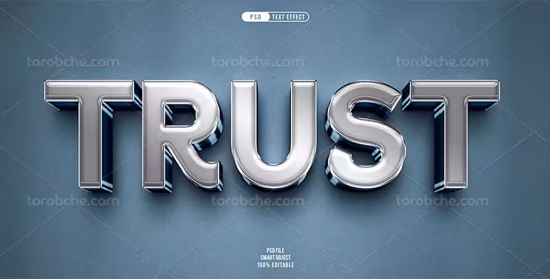 موکاپ افکت متن نقره ای | گرافیک با طعم تربچه